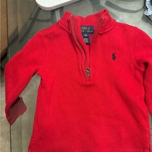 Boys Polo by Ralph Lauren Kids Red Quarter Zip Sweater